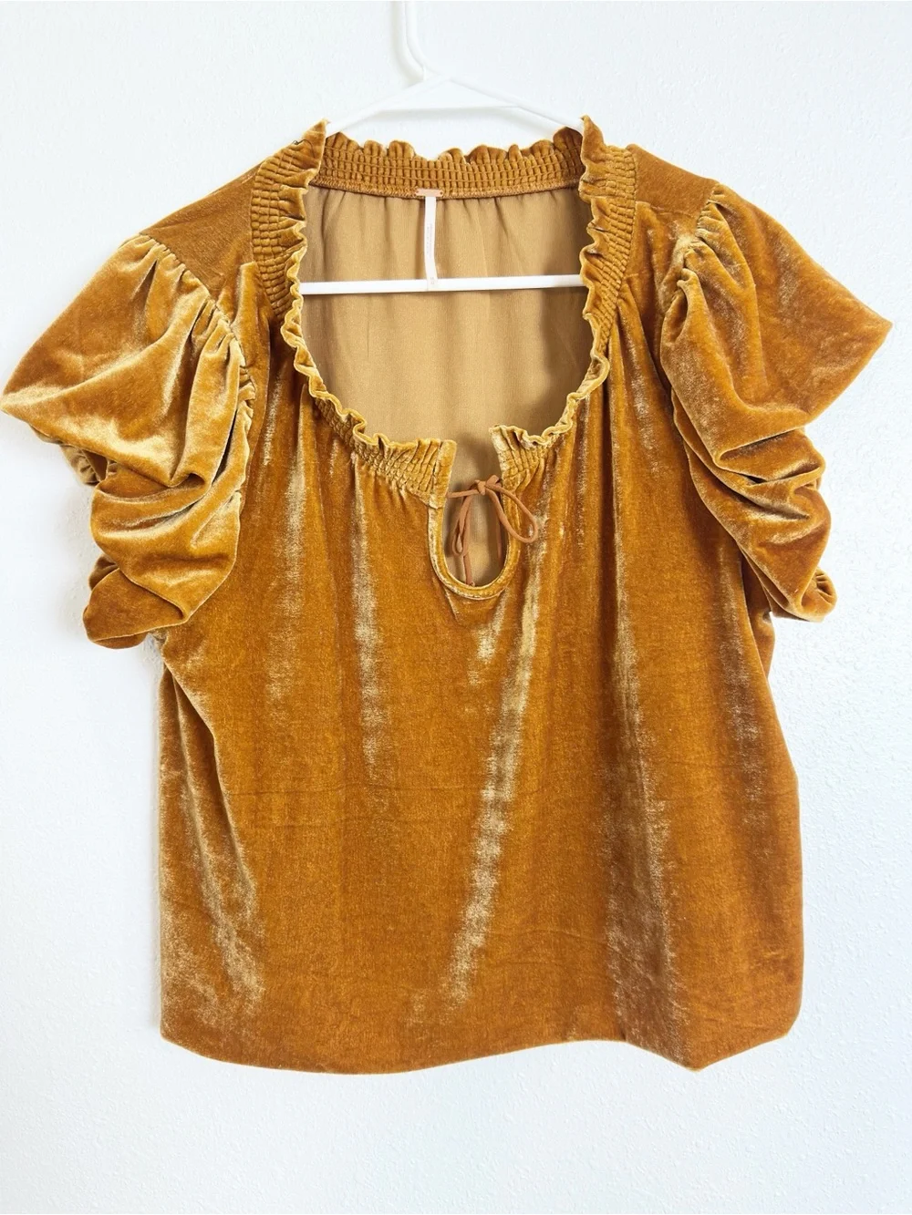 Free people terse velvet puff sleeve top